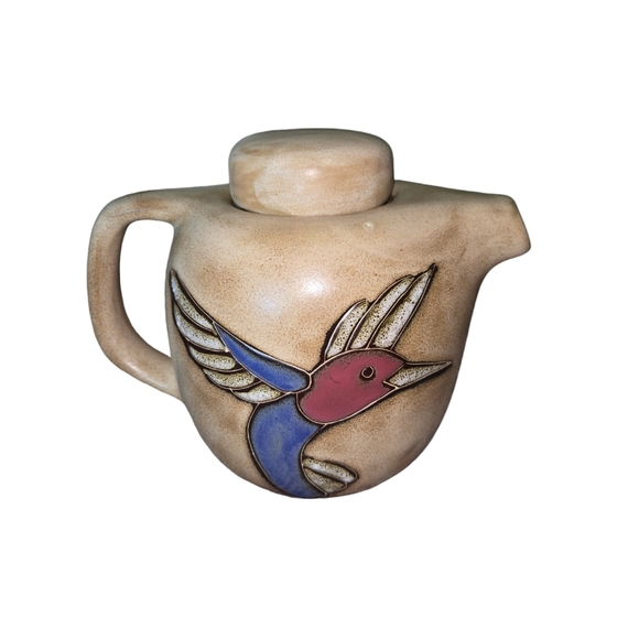 MAYA Stoneware Collection Hummingbird Decorative Tea Pot Mexican Pottery SIGNED - Picture 3 of 8
